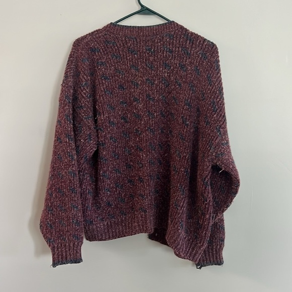 Vintage Paris Sports Club Cardigan Sweater V Neck Button 80s 90s Purple Size M - Picture 5 of 7